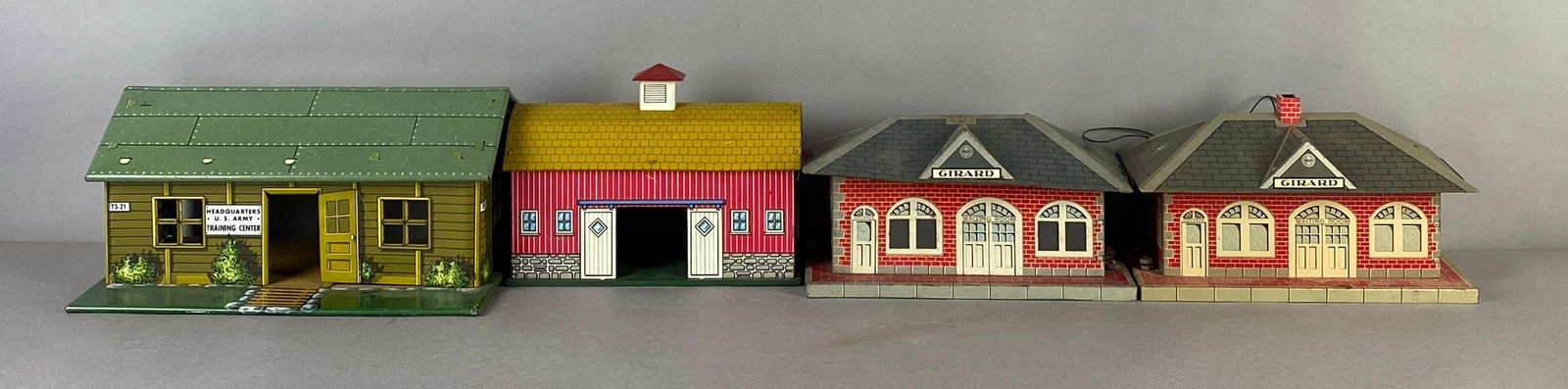 Group of 4 Tin-Litho Model Train Service Buildings (1 of 4)