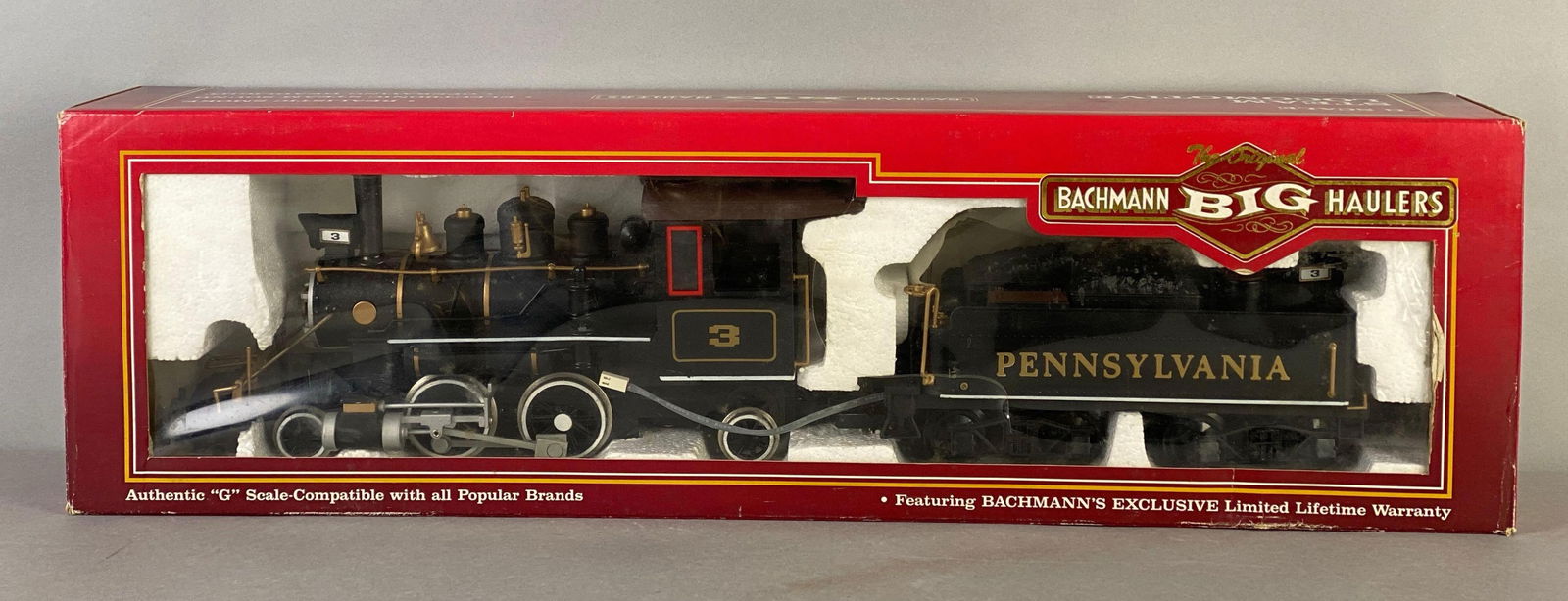Bachman Big Haulers G Scale 2-4-2 Baldwin with Tender: In original packaging, crack in blister pack, locomotive measures 13 1/2 inches in length