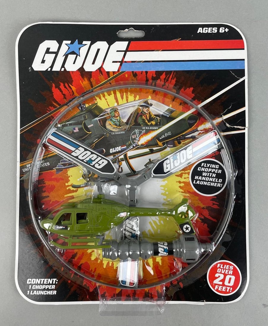 Hasbro G.I. Joe Flying Chopper with Handheld Launcher: Original packaging measures 13 1/4 x 11 inches
