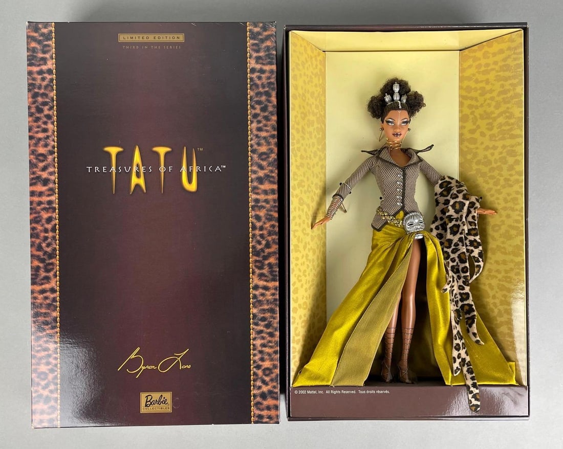 Limited Edition Mattel Barbie Byron Lars Tatu Fashion Doll: Treasures of Africa, original 2002 packaging, 11 1/2 inch doll