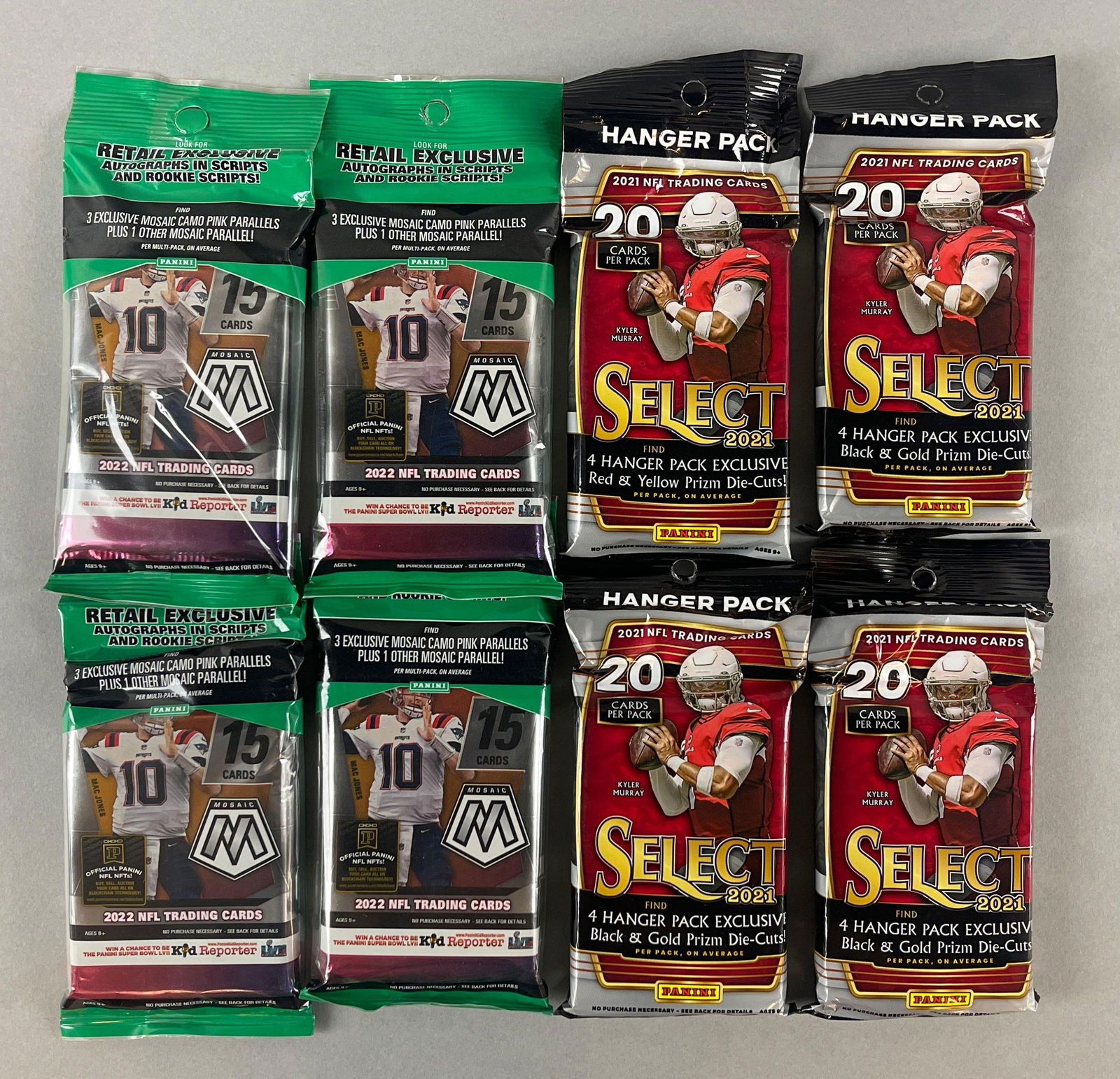 4 - 2021 Select Football Hanger Packs + 4 - 2022 Mosaic Football Value Packs (1 of 4)