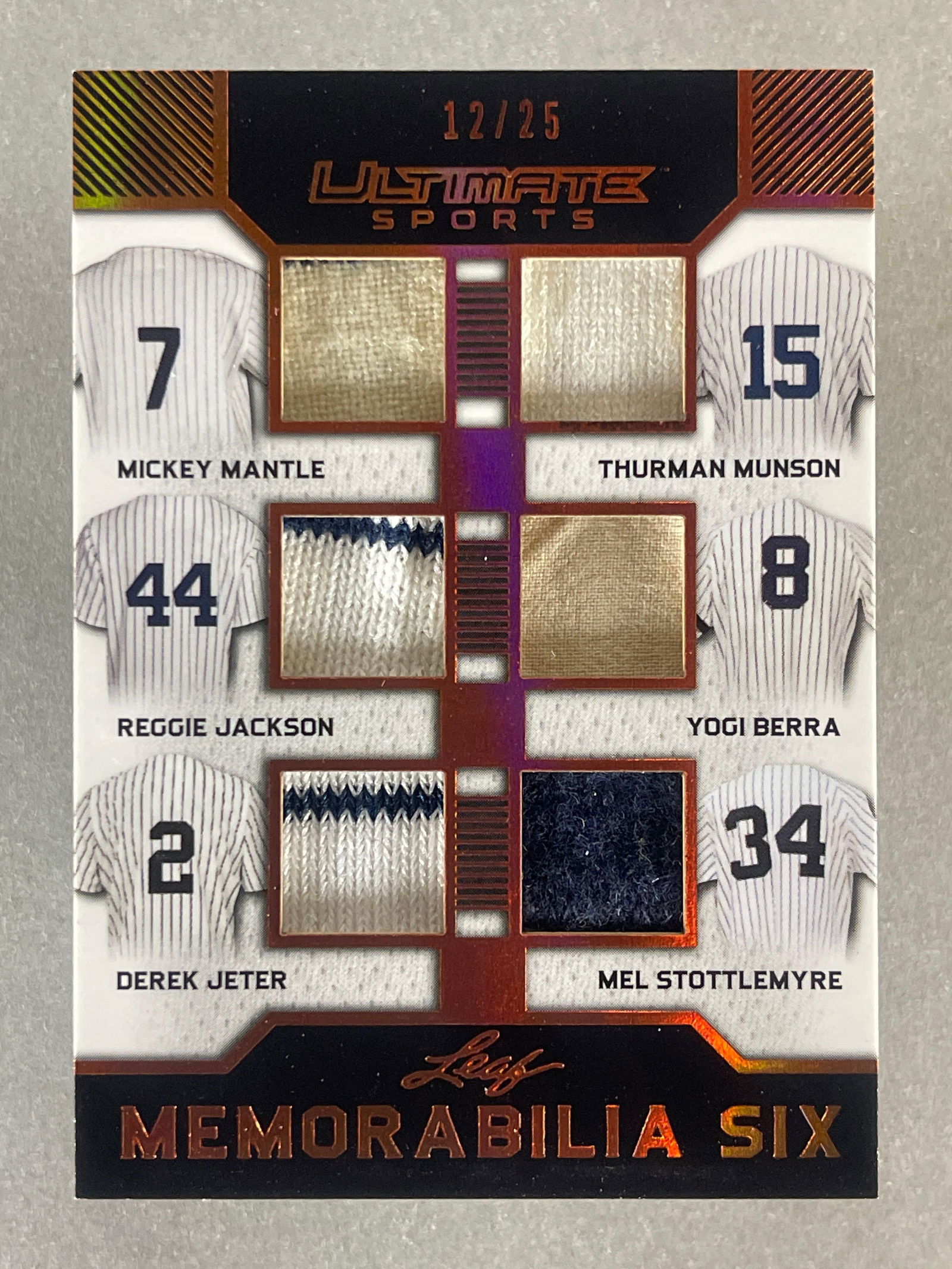 2019 Leaf Ultimate Sports Memorabilia Six New York Yankees Legends Jersey Card 12/25 (1 of 2)