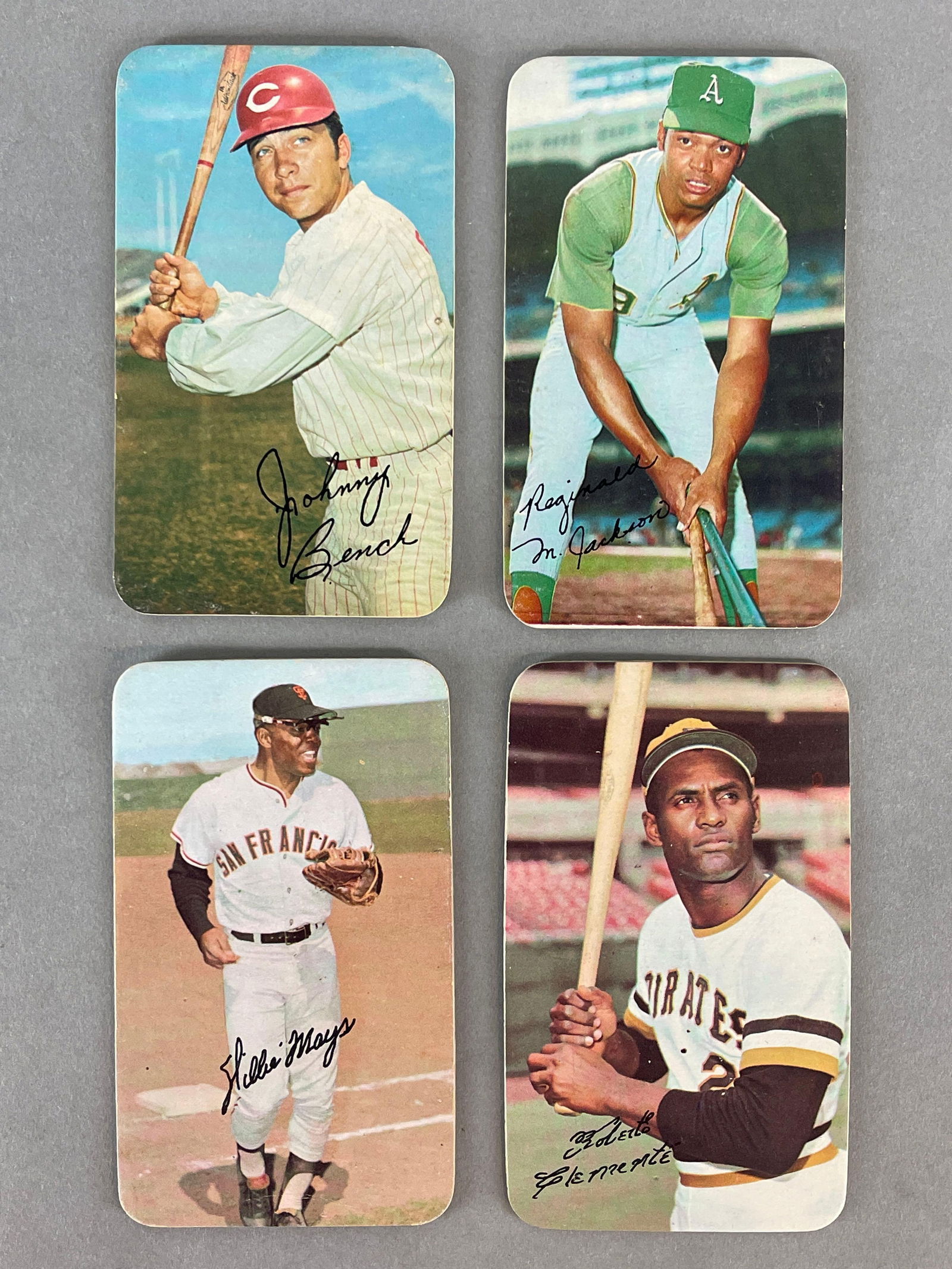 4 - 1970 and 71 Topps Super Baseball Mays, Clemente, Jackson, and Bench (1 of 2)