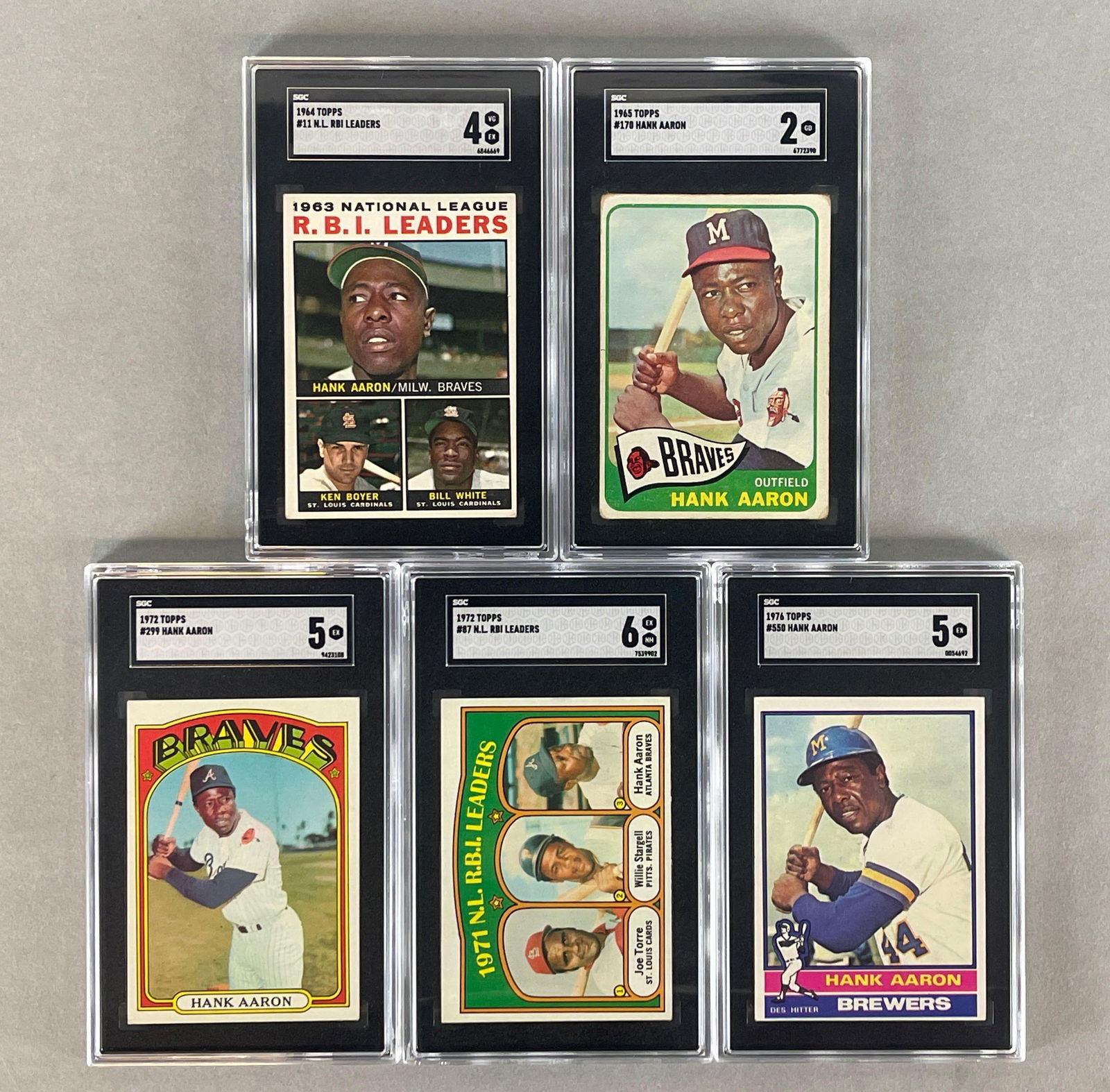 5 - 1964 - 76 Topps Hank Aaron Graded Cards (1 of 2)