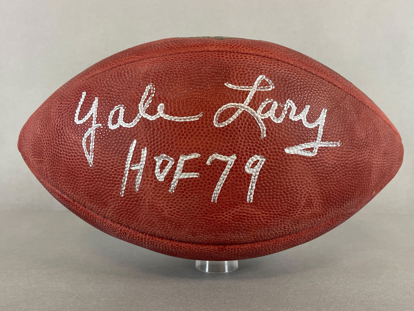Yale Lary Signed Official NFL The Duke Wilson Football with Inscription and COA (1 of 4)