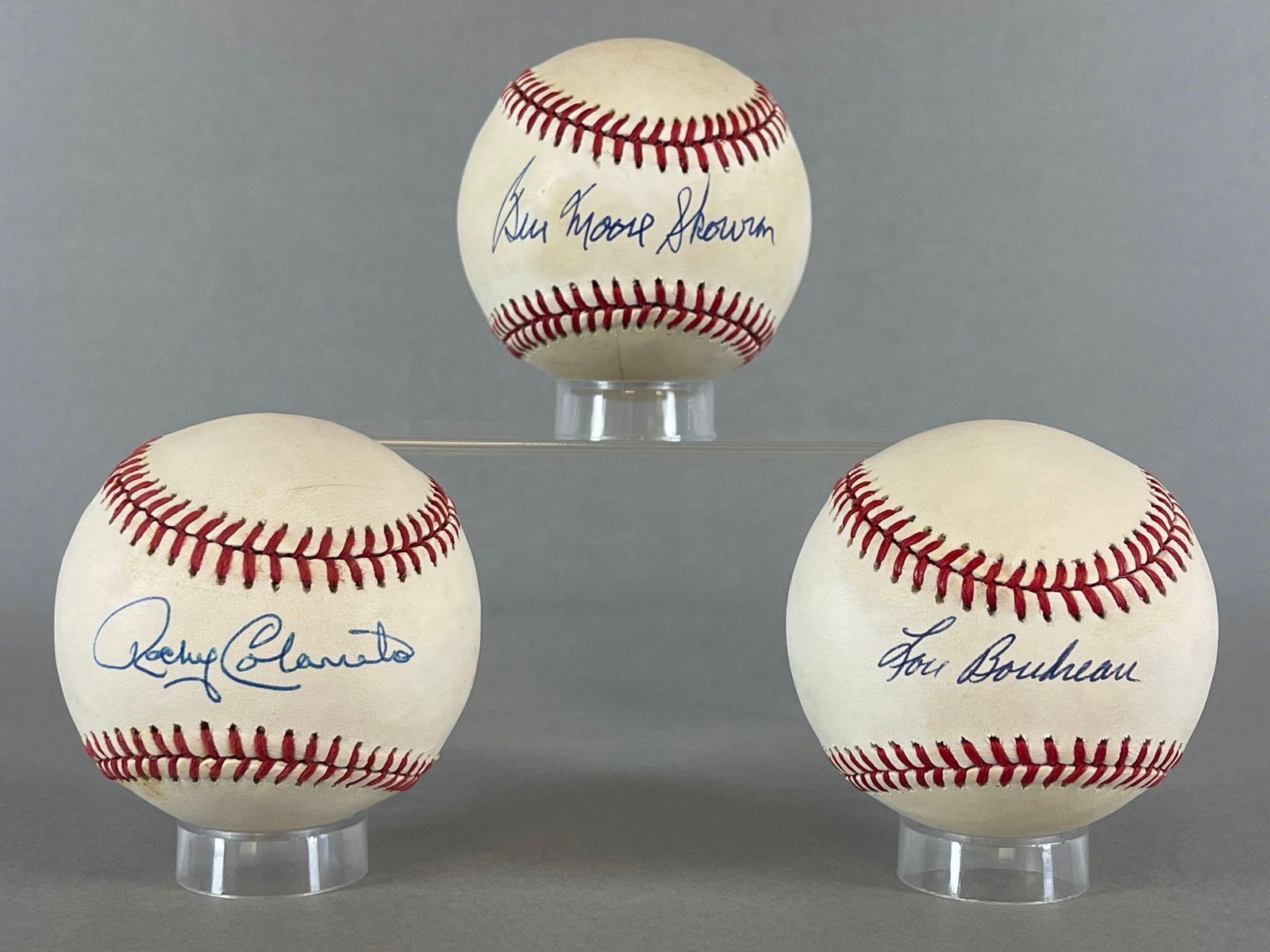 Rocky Colavito, Lou Boudreau, and Bill Skowron Signed Baseballs (1 of 3)