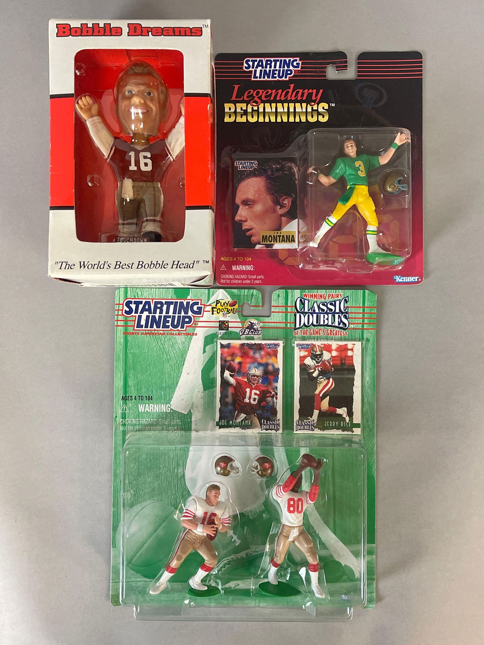 Rare Joe Montana Bobble Dreams Bobblehead + 2 Starting Lineup Figures (1 of 4)