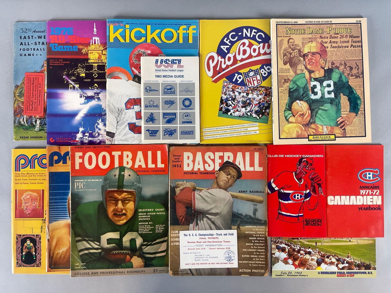12 - 1950s - 80s Football, Baseball, and Hockey Programs and Yearbooks (1 of 10)