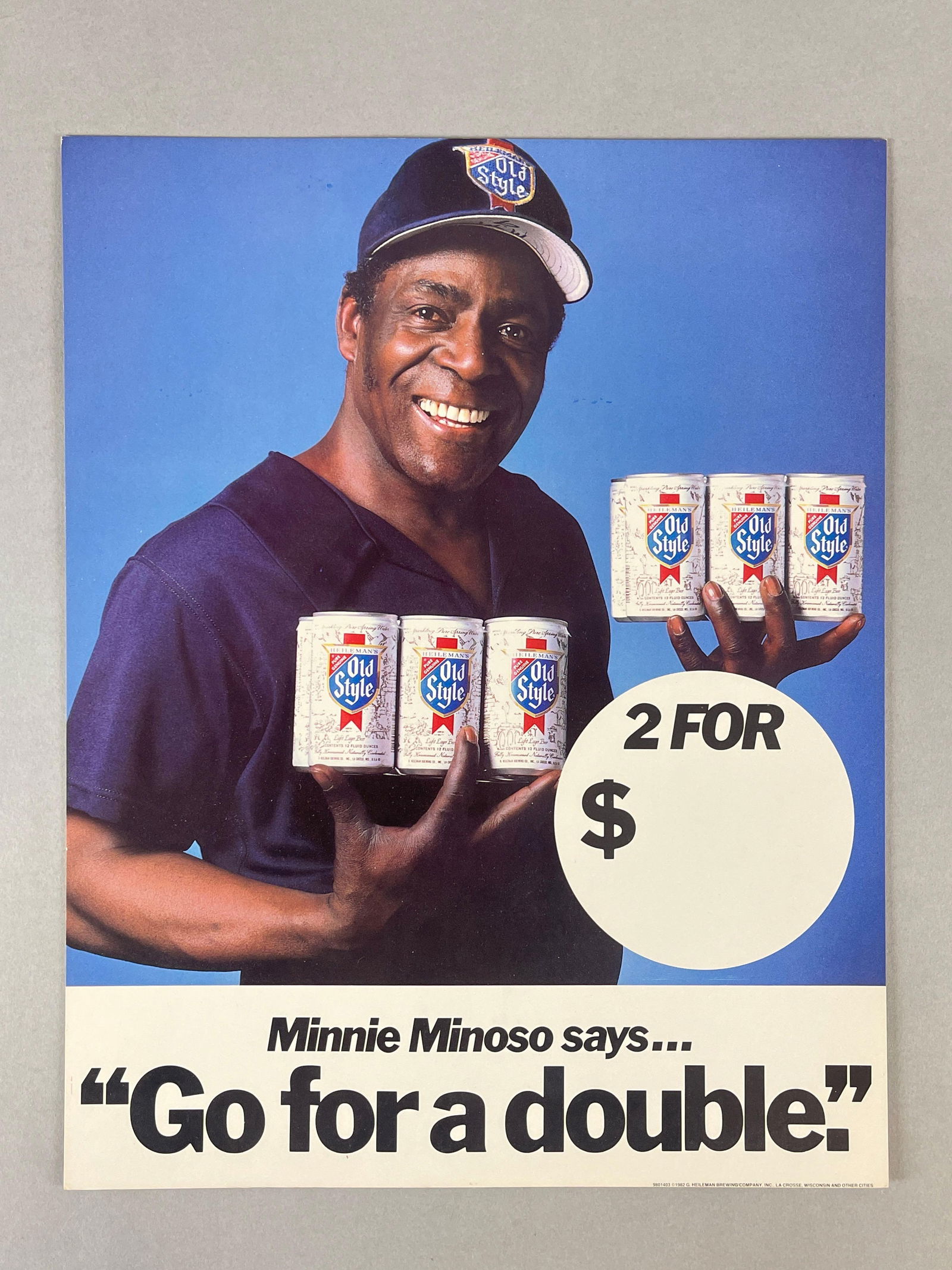 1982 Minnie Minoso Old Style Beer Advertising Easel Sign: Scarce New Old Stock Sign, Measures 11 x 14 Inches