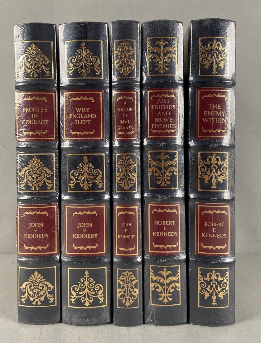 5 Volumes of Kennedy Family Easton Press Books: Sealed, includes John f Kennedy profiles in courage, Robert f Kennedy the enemy within, and more. Gilded edges