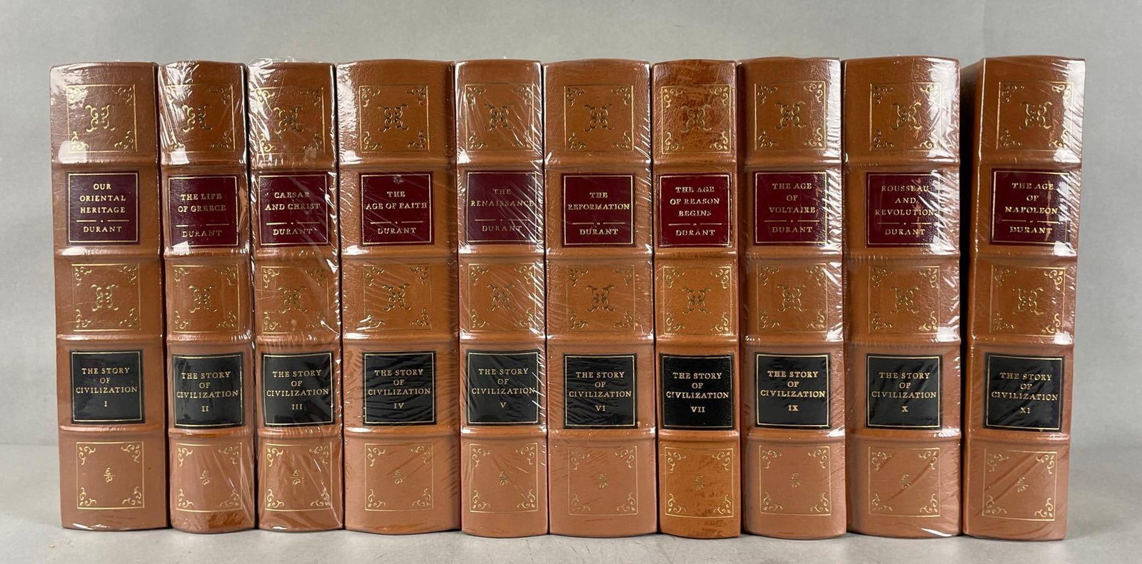 10 Volumes of The Story of Civilization Easton Press Books: All sealed except volume 7 , missing volume 8. Durant, gilded edges