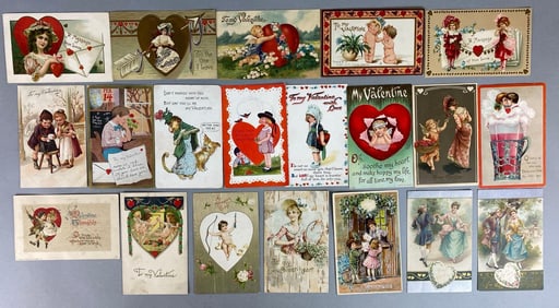 Postcard - 20 Embossed Valentines