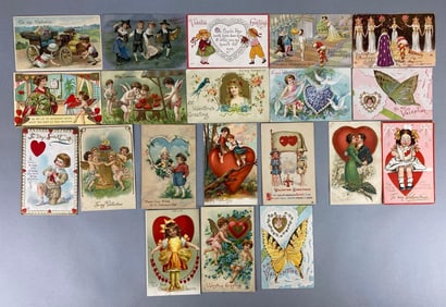 Postcard - 20 Embossed Valentines