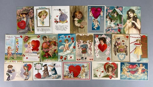 Postcard - 20 Embossed Valentines