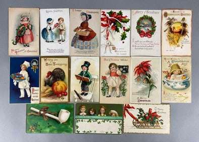 Postcard - 15 Embossed Holiday