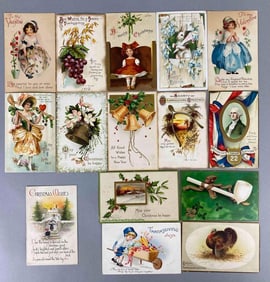 Postcard - 15 Embossed Holiday
