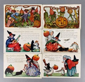 Postcard - 6 Embossed Halloween
