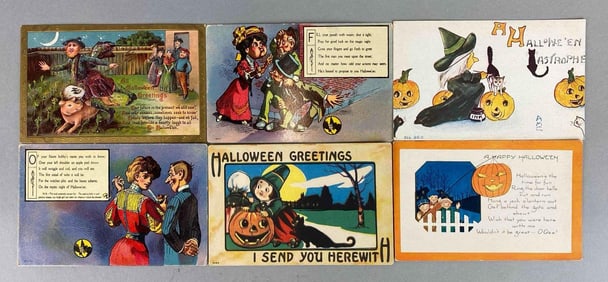 Postcard - 6 Embossed Halloween