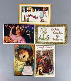 Postcard - 5 Embossed Halloween
