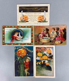 Postcard - 5 Embossed Halloween