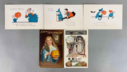 Postcard - 5 Embossed Halloween