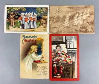 Postcard - 4 Embossed Holiday
