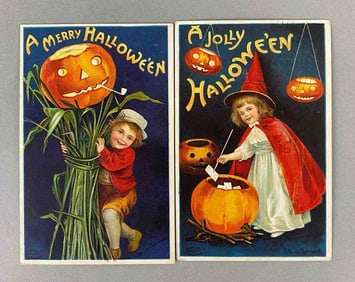 Postcard - 2 Embossed Halloween