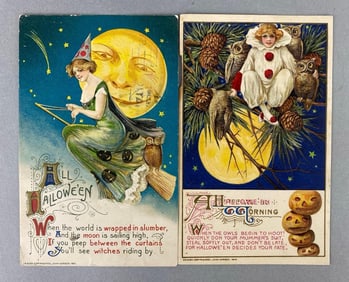 Postcard - 2 Embossed Halloween