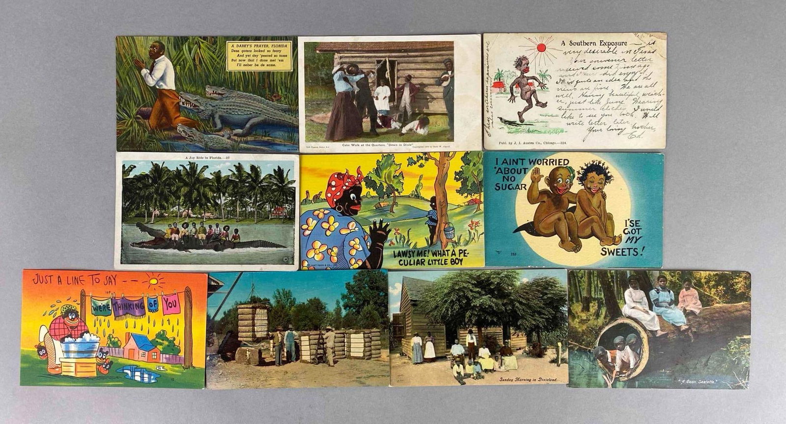 Postcard - 20 Black Americana: Includes alligator, cotton, palm tree and more.