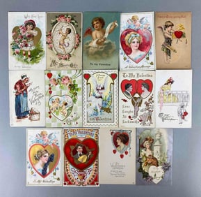 Postcard - 42 Embossed Valentines
