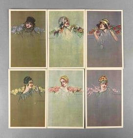 Postcard - 6 Art Deco Women