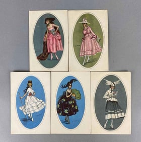 Postcard - 6 Art Deco Women