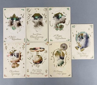 Postcard - 7 Embossed Holiday