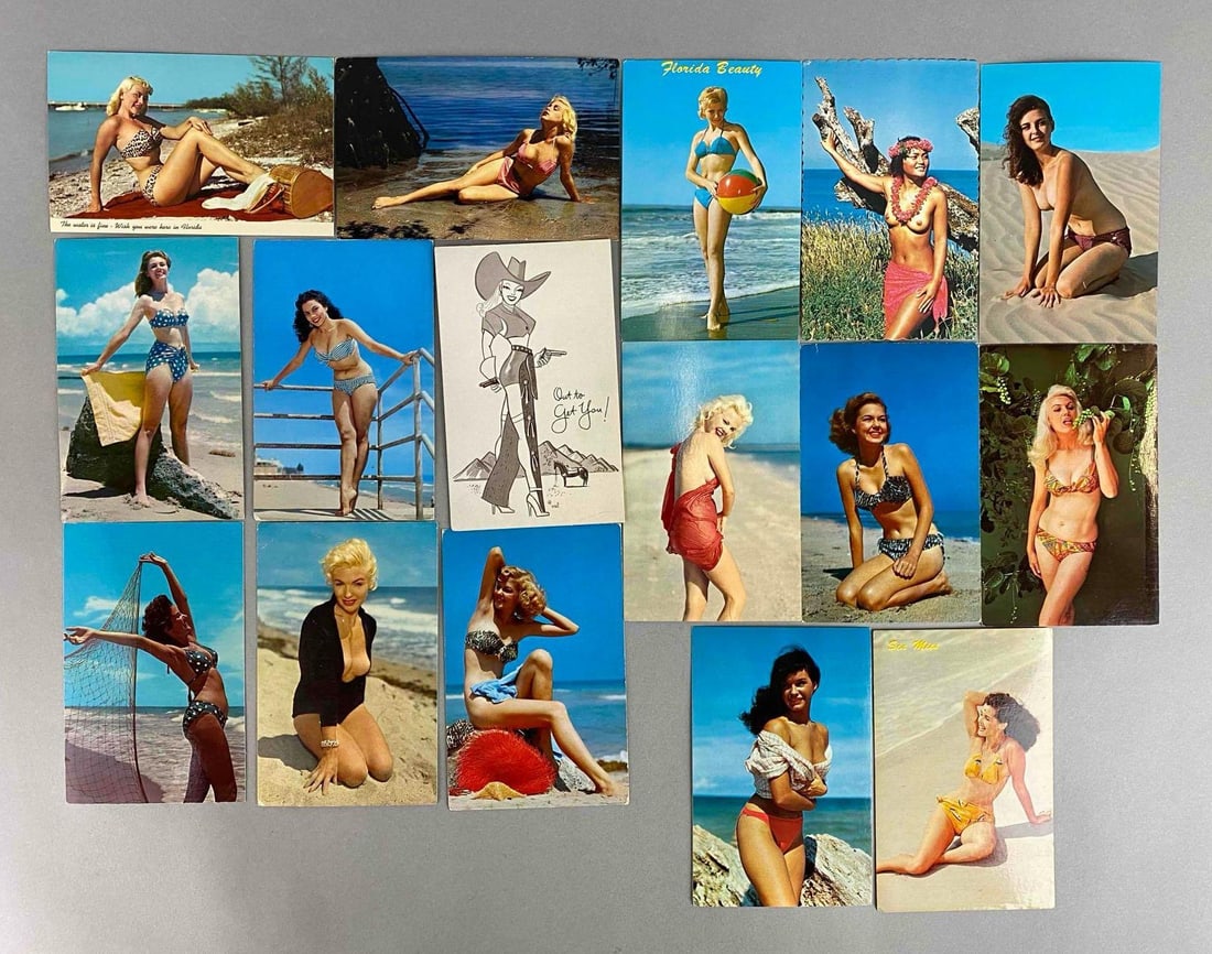 Postcards - 16 Risque Pinup: includes water, swimsuit, towel and more.
