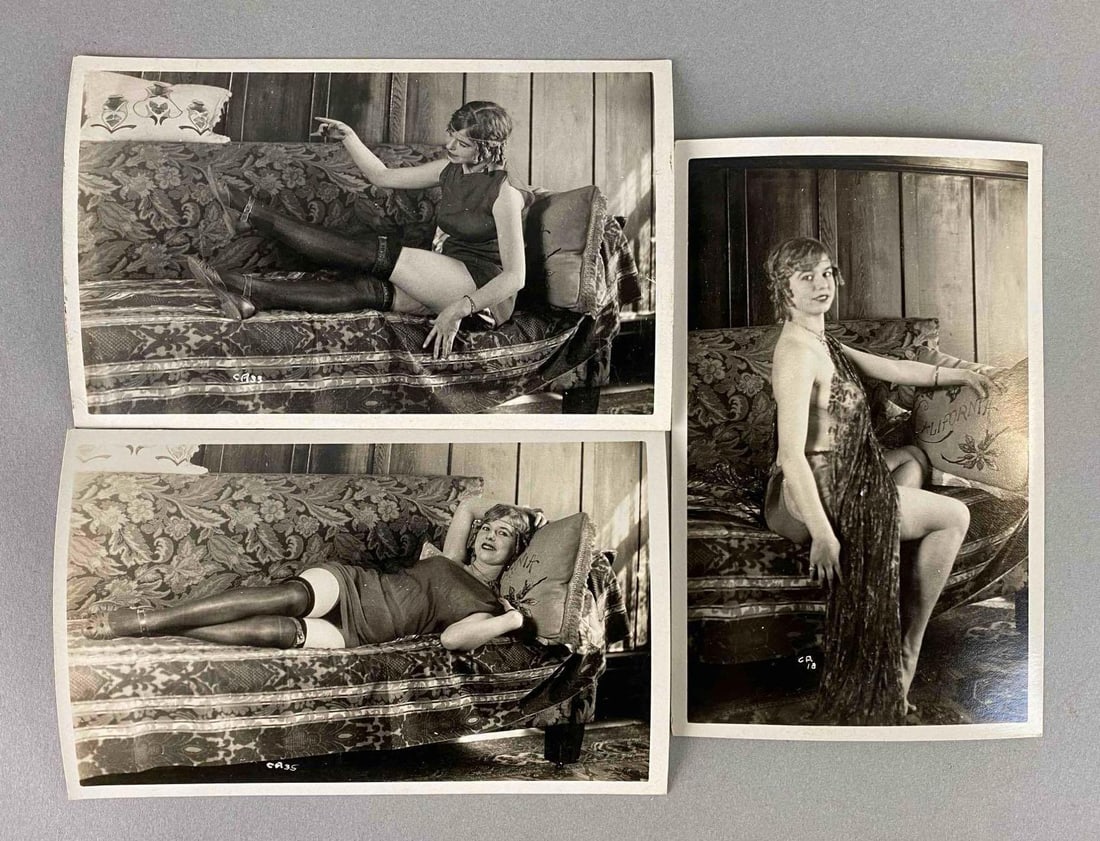 Postcards - 3 Risque Woman: Includes couch, stockings, pillow and more.