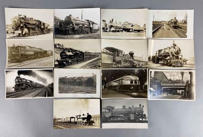 Postcards - 14 Real Photo Train Engines Around the World