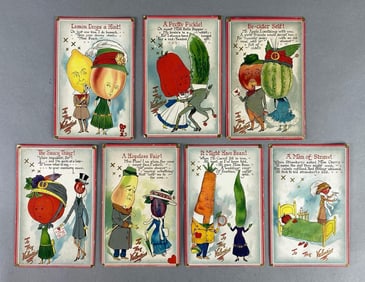 Postcards - Elizabeth Curtis Fancy Fruit Embossed Valentines