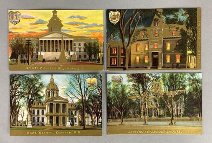 Postcards - 22 State Capitols Misc. Gold