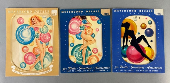 Group of 3 Meyercord Pin-Up Girl Decals