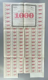 1935 The New York Cable $1000 First Mortgage Gold Bond Sheet
