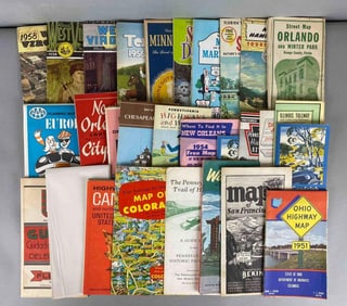 Group of 30 Vintage Road Maps and More