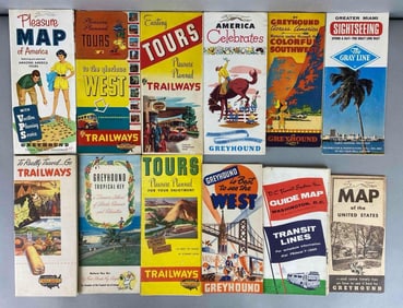 Group of 12 Bus Tours Maps
