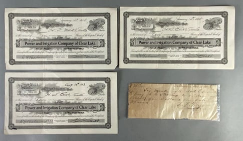 1913-14 Power and Irrigation Co. of Clear Lake Shares and More
