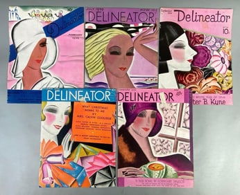Group of (5) 1929 Delineator Magazine Covers