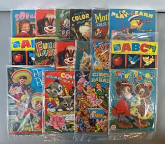 Group of Oversized Vintage Coloring Books