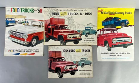 Group of 4 1950s Ford Truck Dealership Advertising Brochures