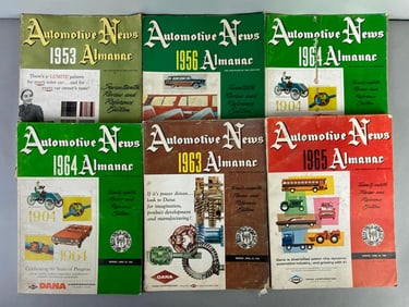 Group of 6 1950s 1960s Automotive News Almanacs