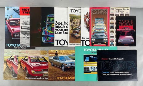 Group of Vintage Toyota Dealership Advertising Brochures