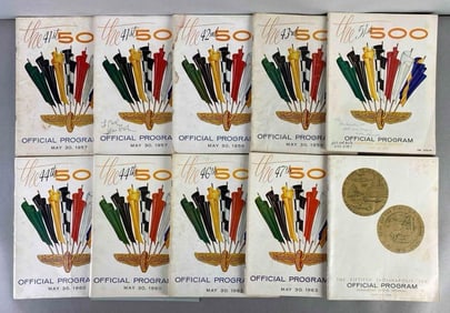 Group of 10 1950s - 1960s Indianapolis 500 Racing Programs