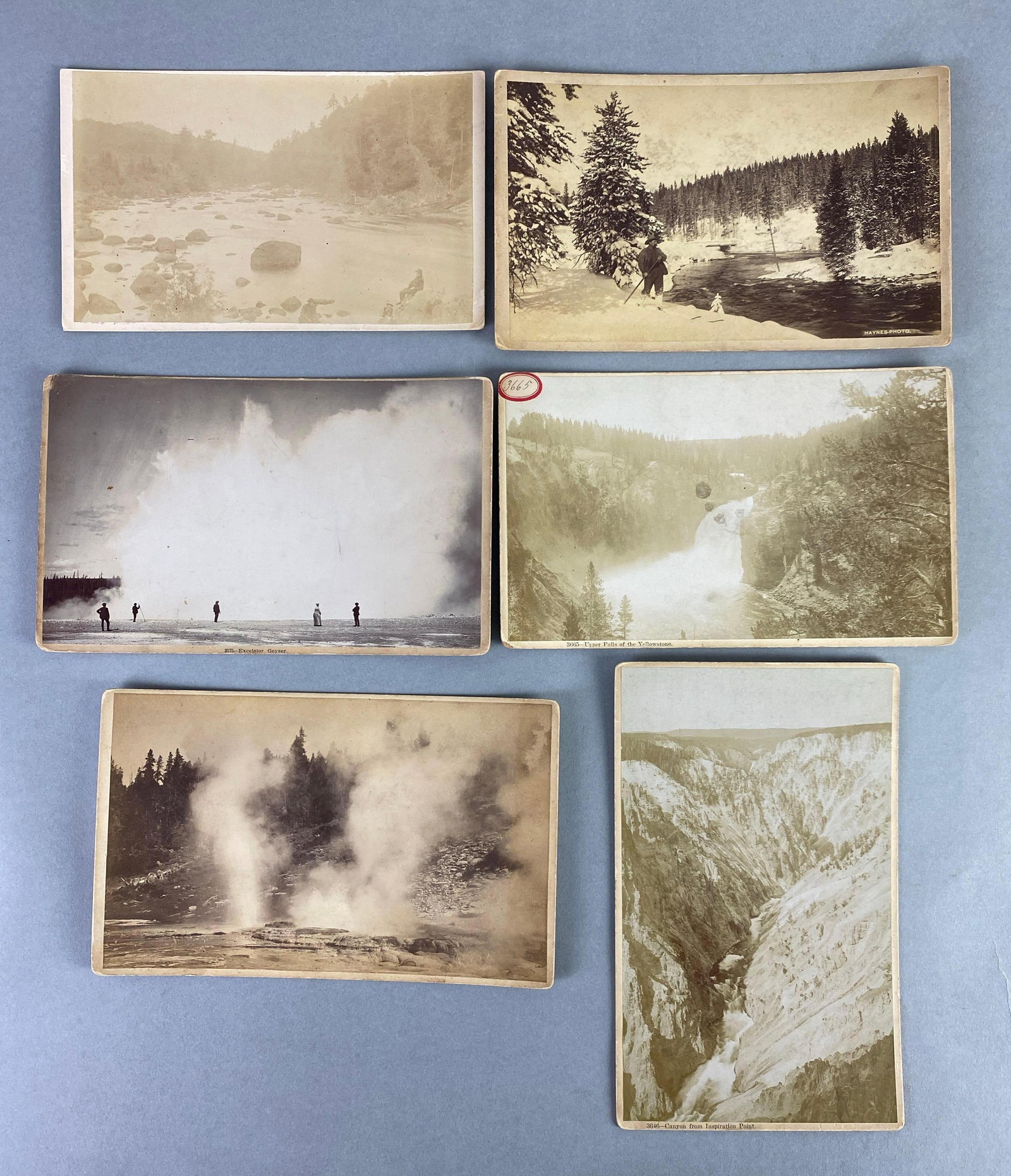 Group of 6 Vintage Boudoir Views Yellowstone Cabinet Cards: Photographed and published by F Jay Haynes, largest measures 8 1/2 x 5 1/2 inches